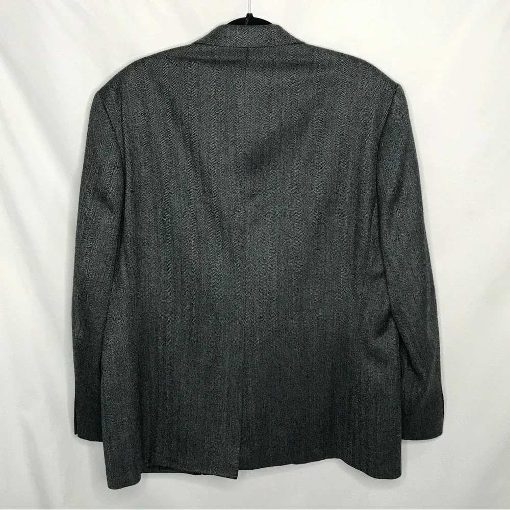 Ralph Lauren Mens Blazer 44R 100%‎ Wool Charcoal Gray Herringbone Macy's Store